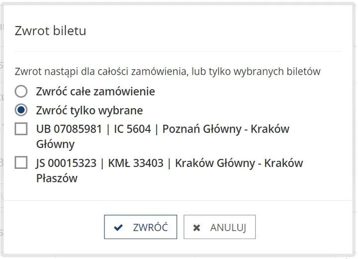 Anulowanie biletu PKP krok po kroku