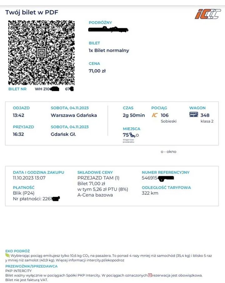 Warunki zwrotu biletów