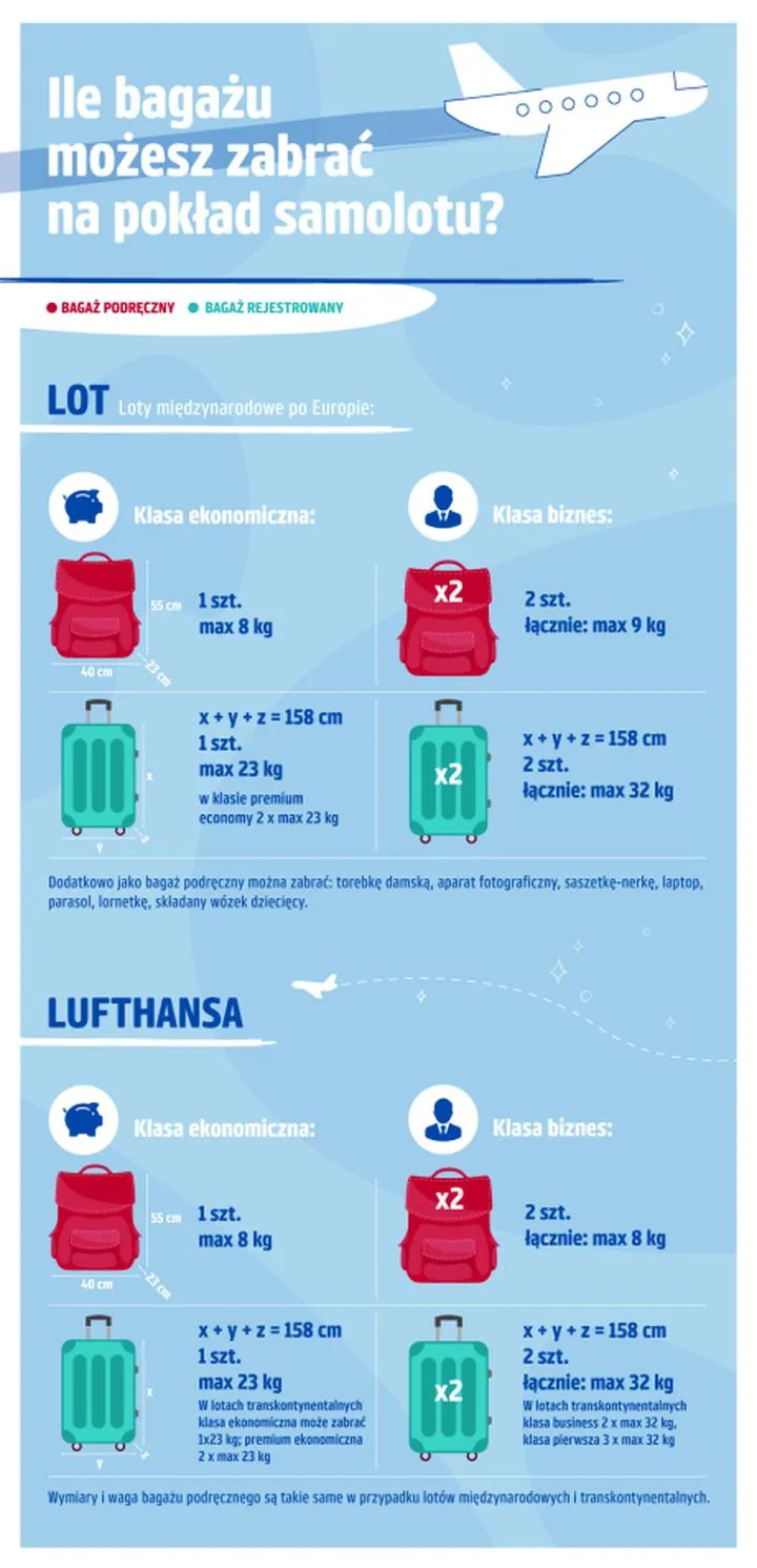 Wymiary i waga bagażu rejestrowanego
